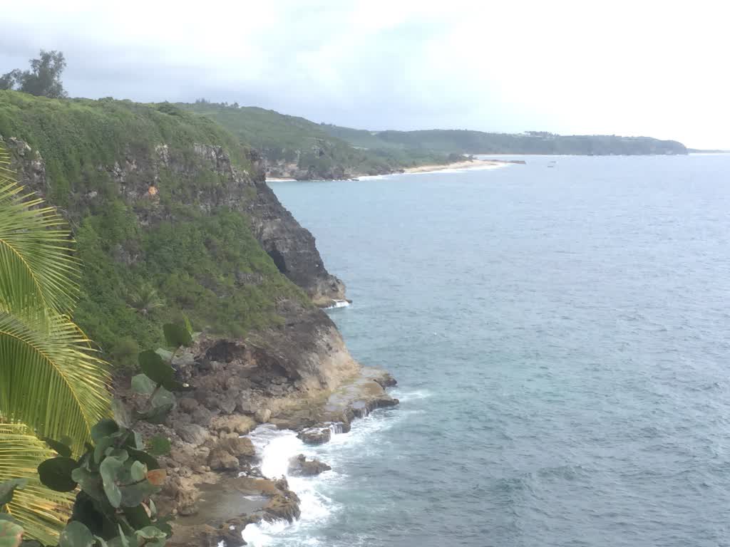 Sea cliffs and a long curve of coastline