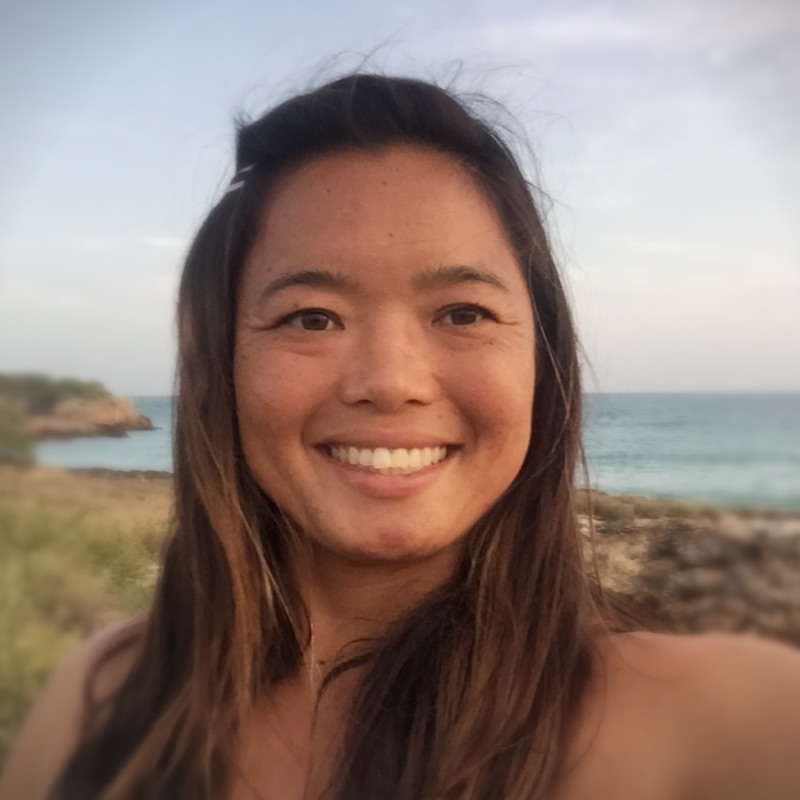 Miriam Chin, portrait on the shoreline at dusk